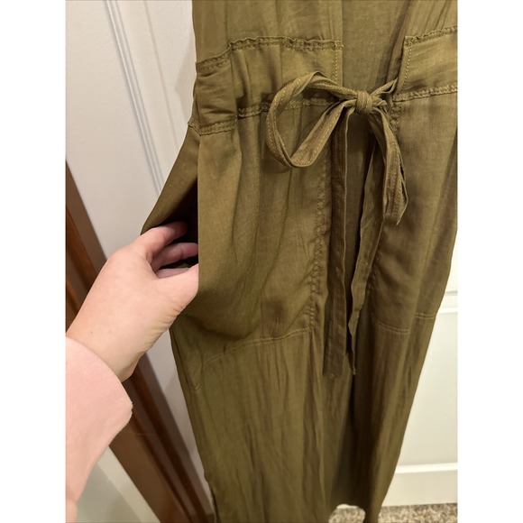 Banana Republic Cindered Olive Green Utility Maxi Dress Size 6 Tie waist - Picture 4 of 6